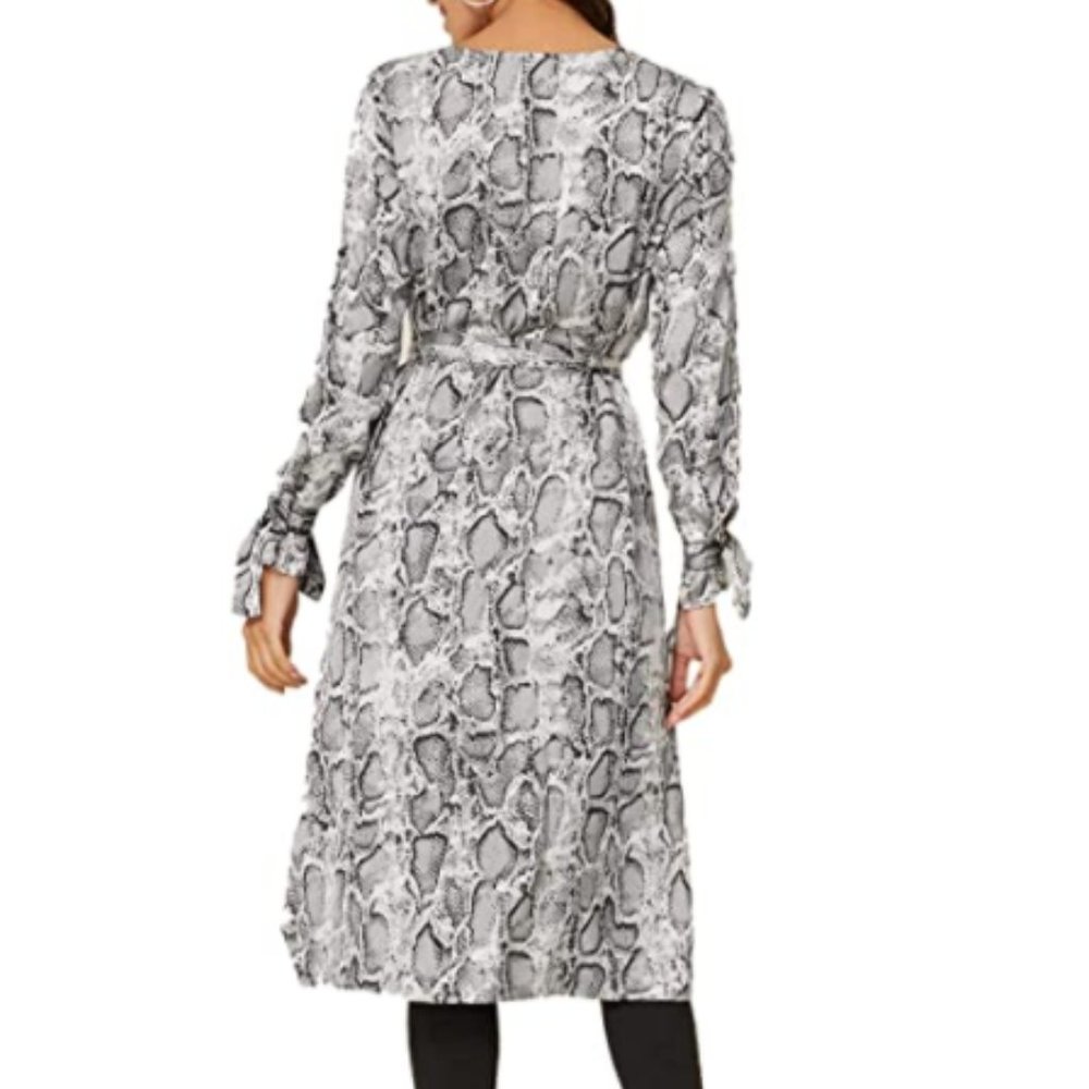 NWT Snakeskin Belted Collared Trench Coat Duster - Picture 4 of 4